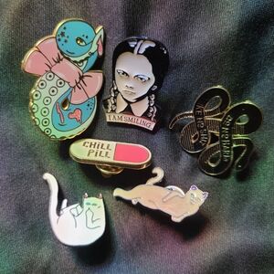 Six Enamel Pins Bundle